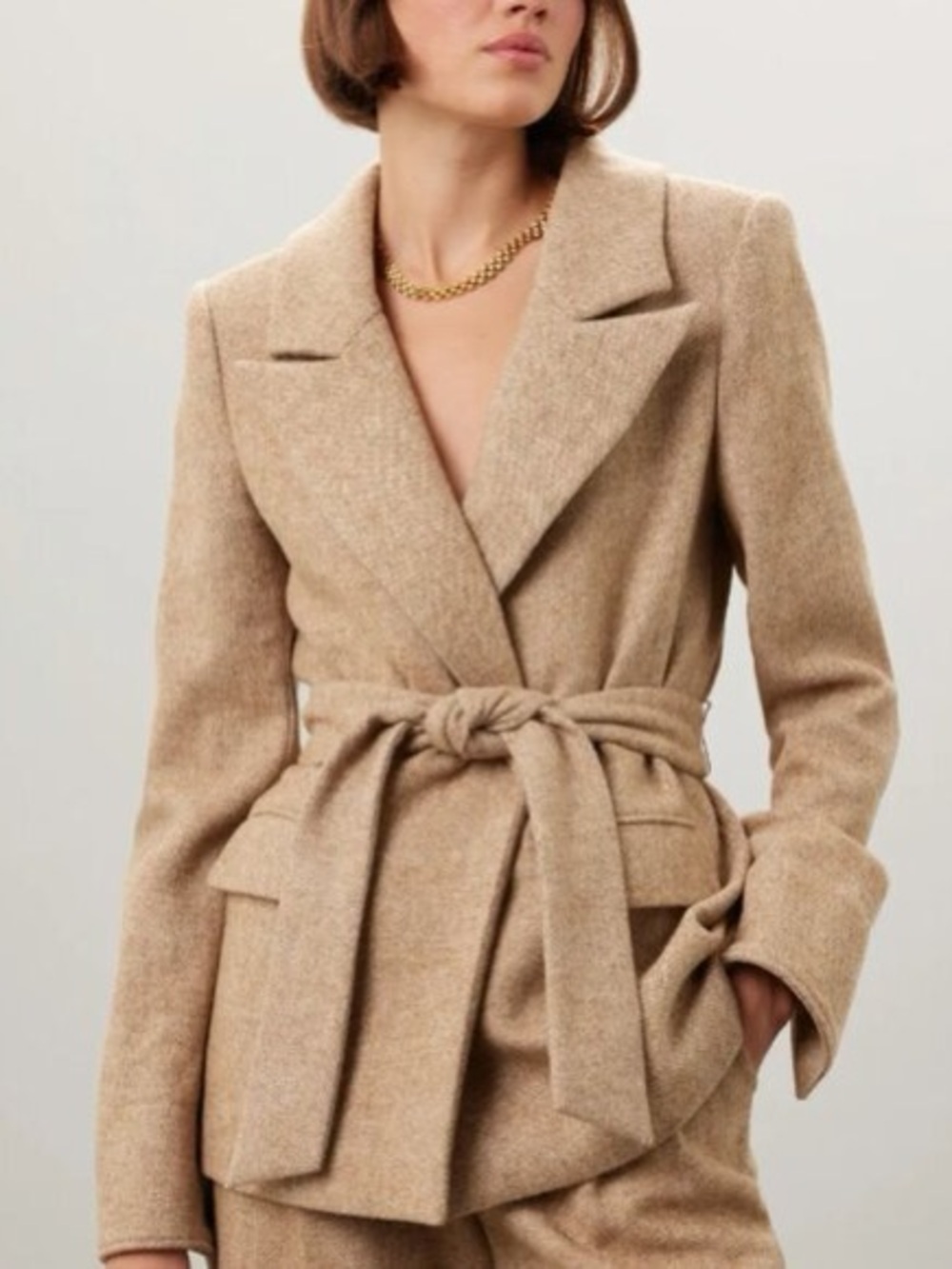 Favorite daughter Adrienne Wool Blend Belted Camel Jacket size small